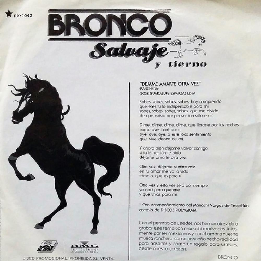 Album cover art for "Déjame Amarte Otra Vez" by Bronco