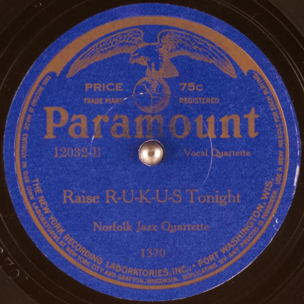 Album cover art for "Raise R-U-K-U-S Tonight" by Norfolk Jazz & Jubilee Quartette