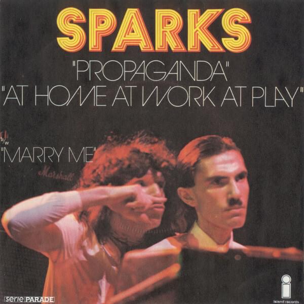 Album cover art for "At Home, at Work, at Play" by Sparks