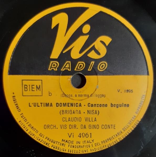 Album cover art for "L’ultima domenica" by Claudio Villa
