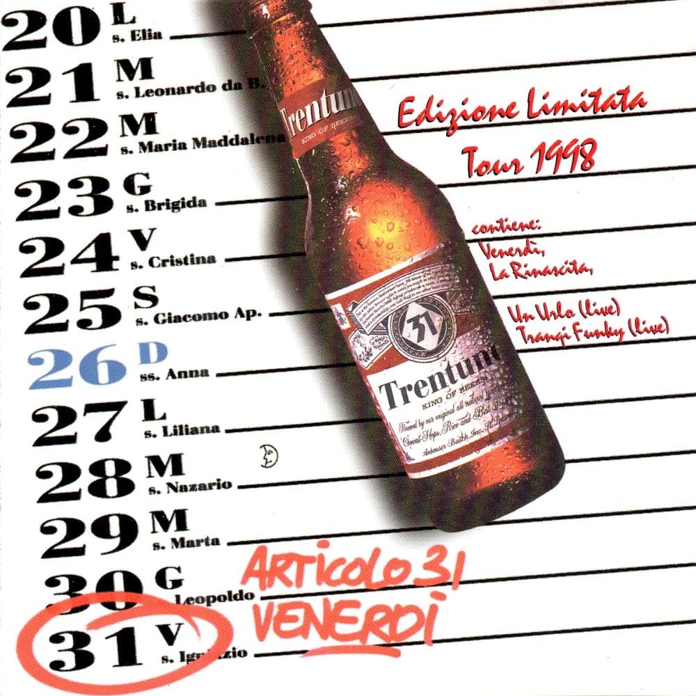 Album cover art for "Venerdì" by Articolo 31