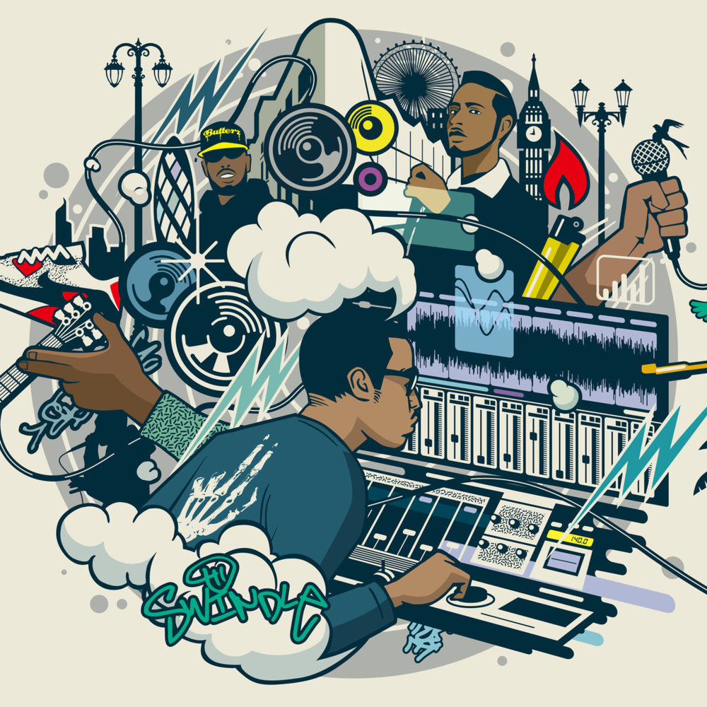 Album cover art for "Works Haffi Run" by Swindle & Ghetts