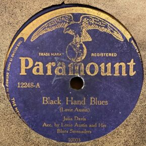 Album cover art for "Black Hand Blues" by Julia Davis (1920s Blues Singer)
