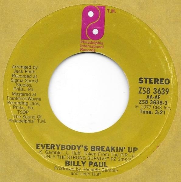 Album cover art for "Everybody’s Breakin’ Up" by Billy Paul