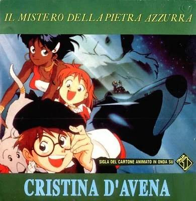 Album cover art for "Il mistero della pietra azzurra" by Cristina D’Avena