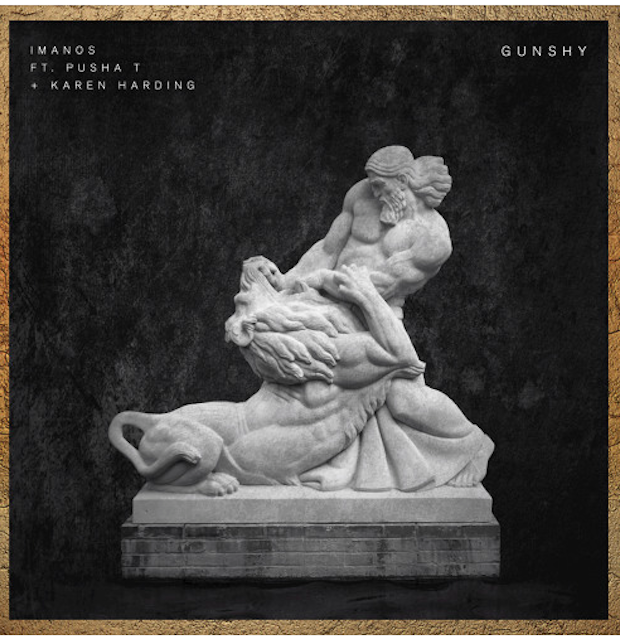 Album cover art for "Gun Shy" by Imanos & Karen Harding & Pusha T