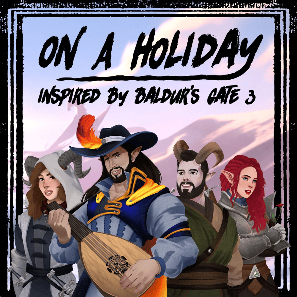 Album cover art for "On a Holiday" by Jonathan Young & Caleb Hyles & Annapantsu & Cami-Cat