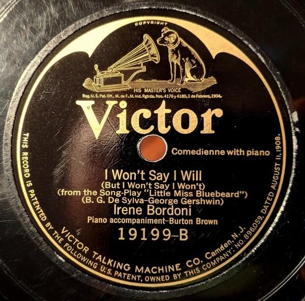 Album cover art for "I Won’t Say I Will (But I Won’t Say I Won’t)" by Irene Bordoni