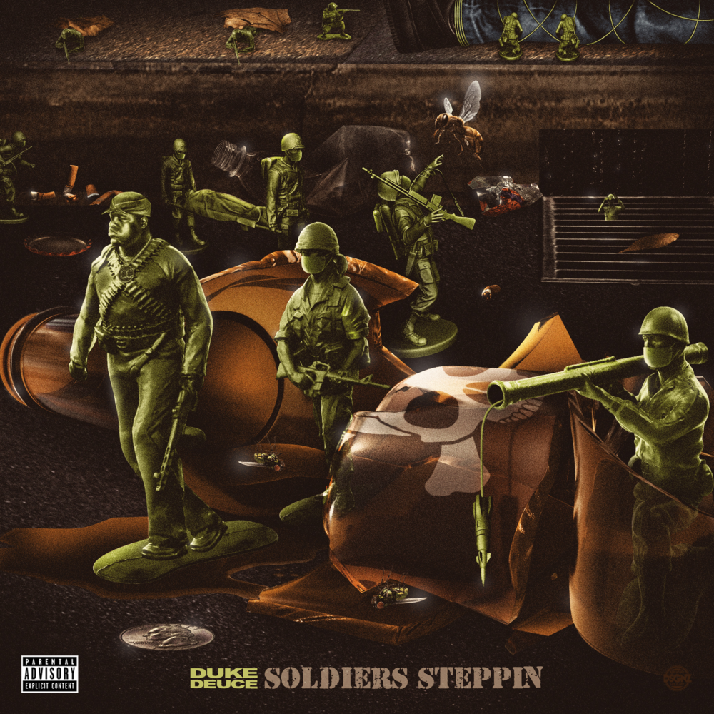 Album cover art for "SOLDIERS STEPPIN" by Duke Deuce