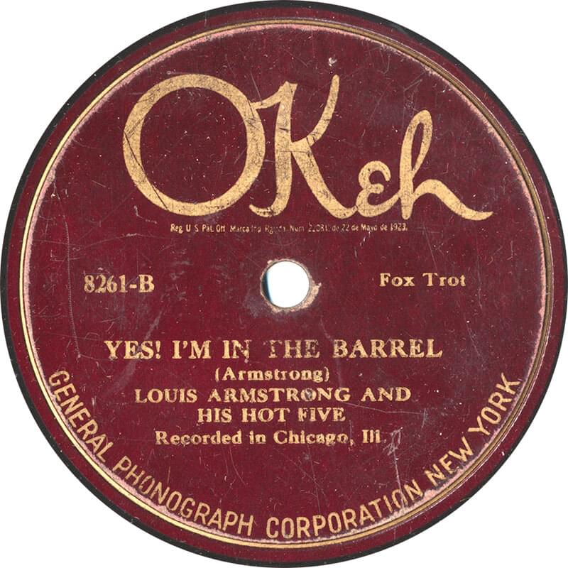 Album cover art for "Yes! I’m in the Barrel" by Louis Armstrong & His Hot Five