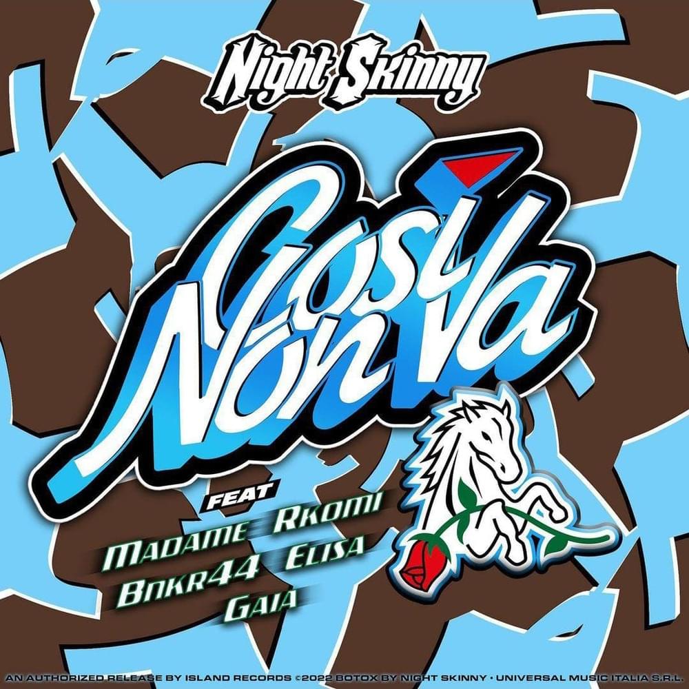 Album cover art for "Così Non Va" by Night Skinny & Rkomi & Madame & bnkr44 & Gaia & Elisa