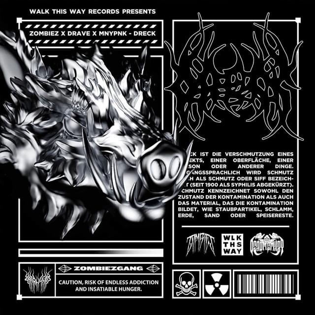 Album cover art for "DRECK" by Zombiez & MnYPnK & Drave