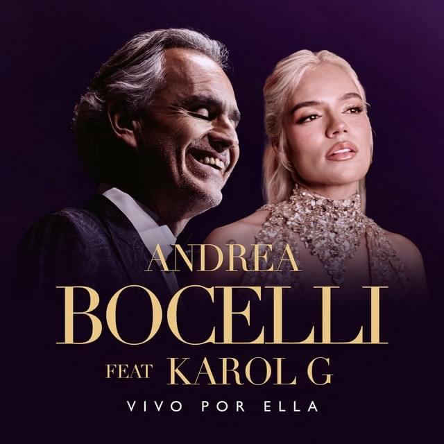 Album cover art for "Vivo Por Ella" by Andrea Bocelli & KAROL G