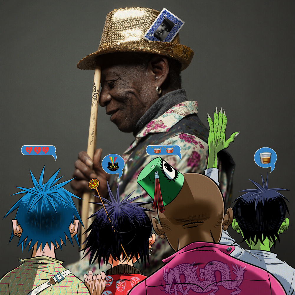 Album cover art for "How Far?" by Gorillaz & Tony Allen & Skepta