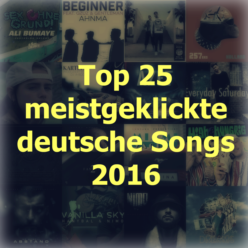 Album cover art for "Top 25 meistgeklickte deutsche Songs 2016" by Genius Deutschland