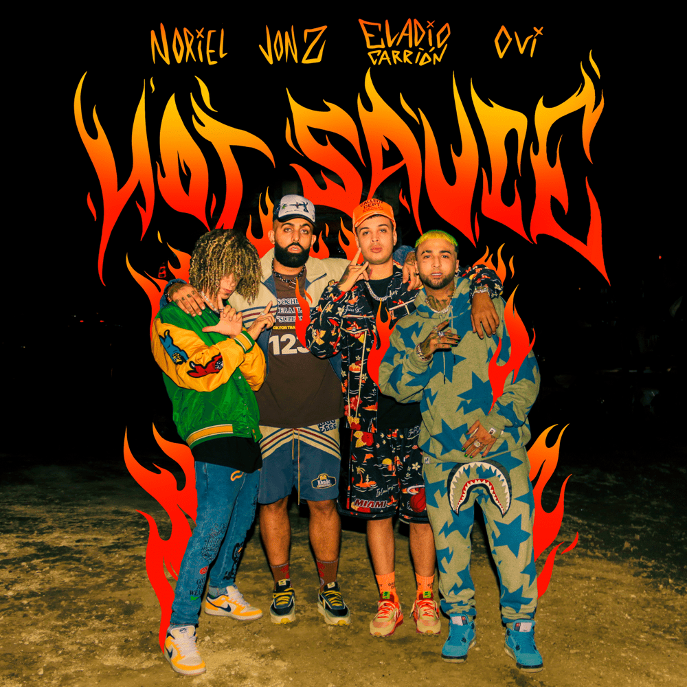 Album cover art for "Hot Sauce" by Noriel & Ovi