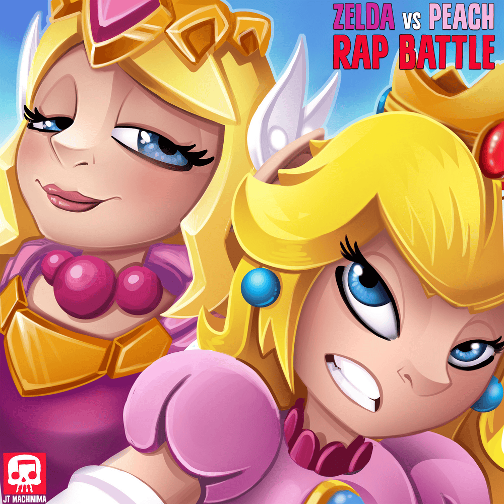 Album cover art for "Peach vs. Zelda Rap Battle" by JT Music & Andrea Storm Kaden