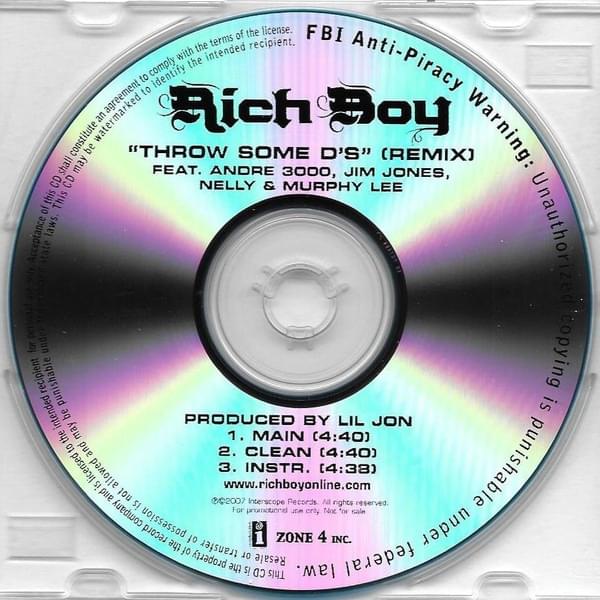 Album cover art for "Throw Some D’s (Remix)" by Black Bill Gates & André 3000 & Jim Jones & Murphy Lee & Nelly & The Game