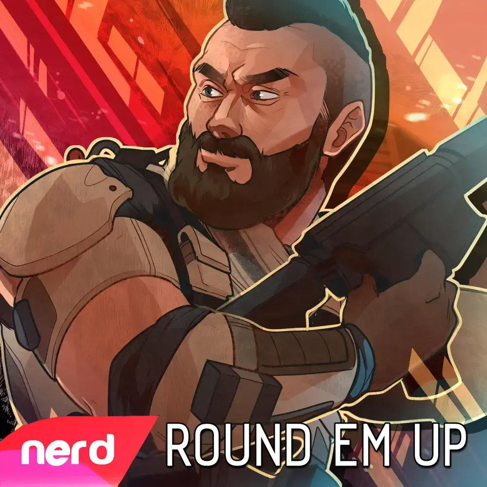Album cover art for "Round Em Up" by NerdOut
