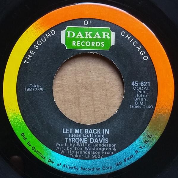 Album cover art for "Let Me Back In" by Tyrone Davis