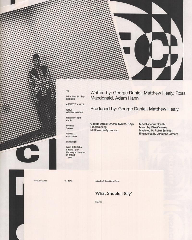 Album cover art for "What Should I Say" by The 1975
