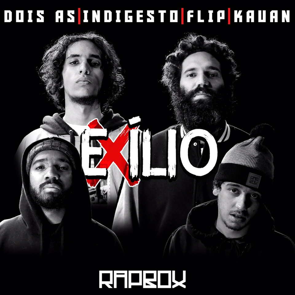 Album cover art for "Exílio" by Rap Box & Kauan MC & Indigesto & Felipe Flip & Dois As