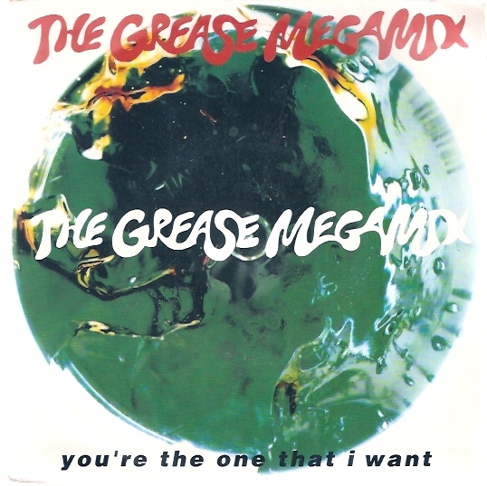Album cover art for "The Grease Mega-Mix" by McMusic (NOR) & Olivia Newton-John