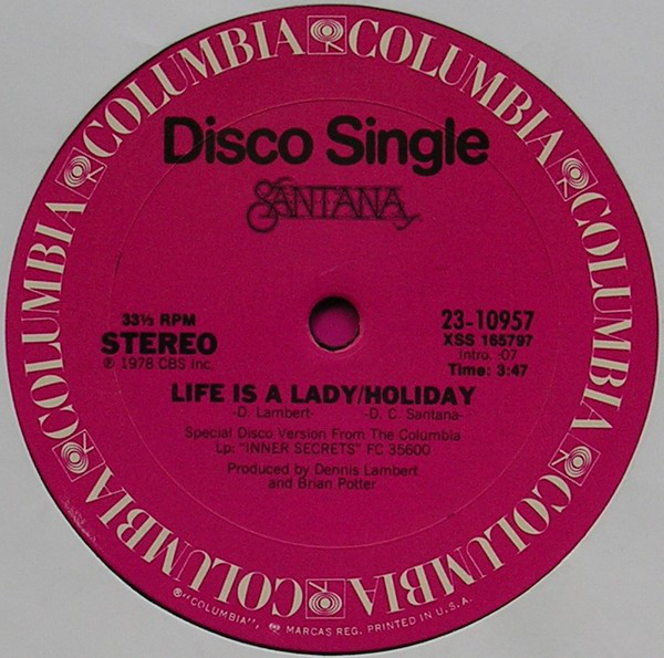Album cover art for "Life Is a Lady/Holiday" by Santana