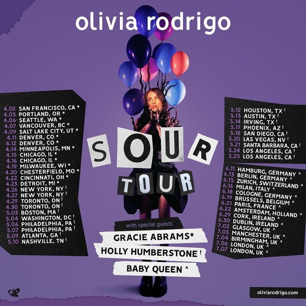 Album cover art for "SOUR Tour Setlist" by Olivia Rodrigo