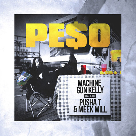 Album cover art for "Pe$o" by mgk & Meek Mill & Pusha T