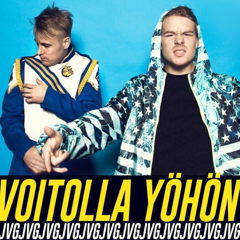 Album cover art for "Voitolla yöhön" by JVG & Sini Sabotage & Märkä-Simo