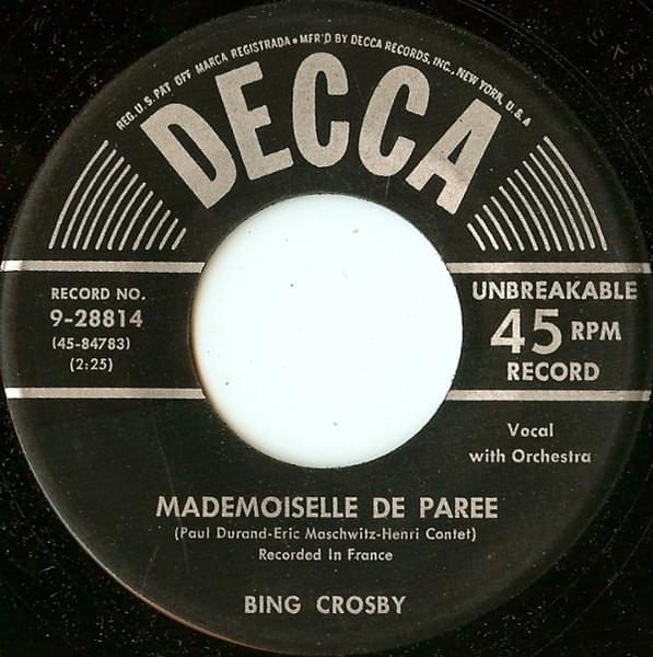 Album cover art for "Mademoiselle de Paree" by Bing Crosby
