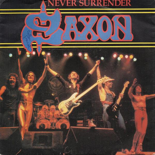 Album cover art for "Never Surrender" by Saxon