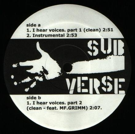 Album cover art for "I Hear Voices Pt. 1 (12" Version)" by MF DOOM