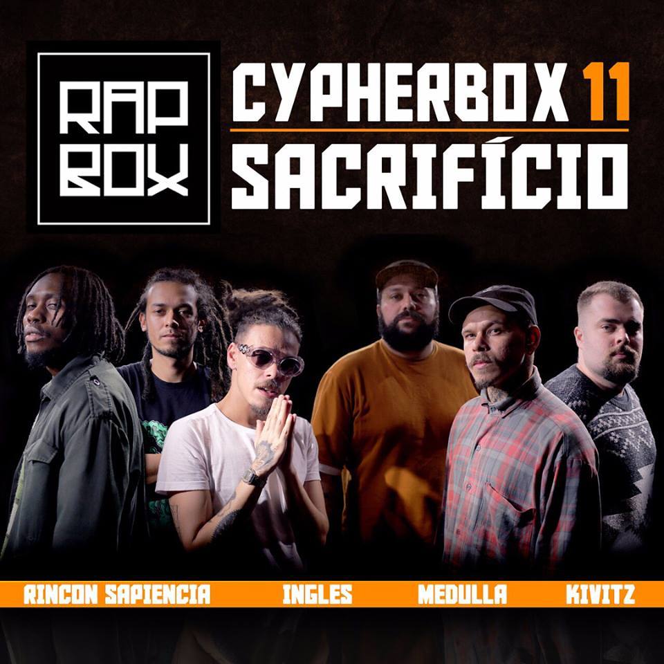 Album cover art for "Sacrifício" by Rap Box & Medulla & Rincon Sapiência & Ingles & Kivitz