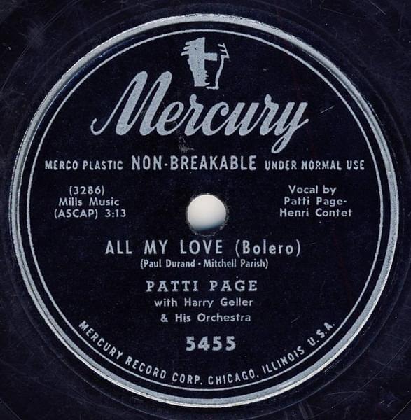 Album cover art for "All My Love" by Patti Page