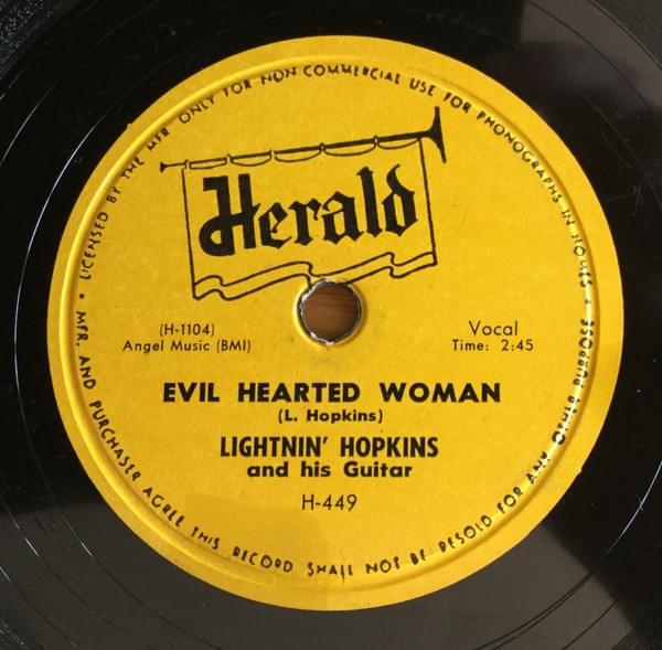 Album cover art for "Evil Hearted Woman" by Lightnin’ Hopkins