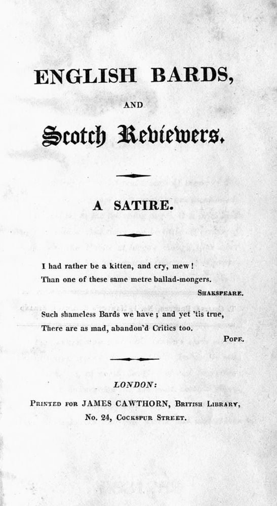 Album cover art for "English Bards and Scotch Reviewers" by Lord Byron