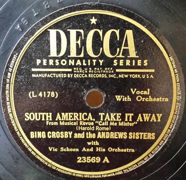 Album cover art for "South America, Take It Away" by Bing Crosby