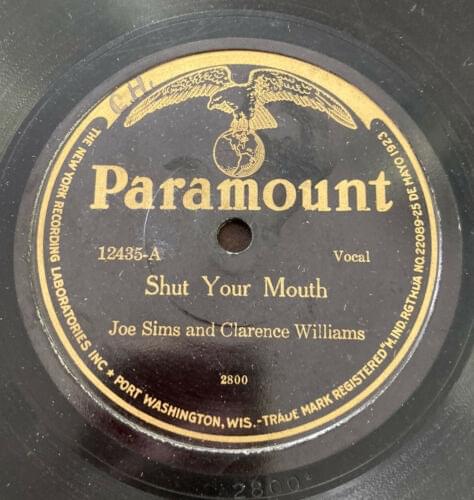 Album cover art for "Shut Your Mouth" by Joe Sims and Clarence Williams