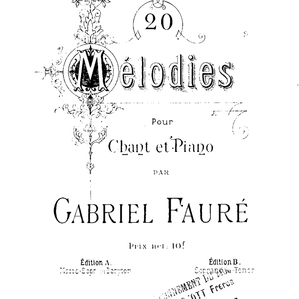 Cover image for Vingt mélodies (Premier recueil)