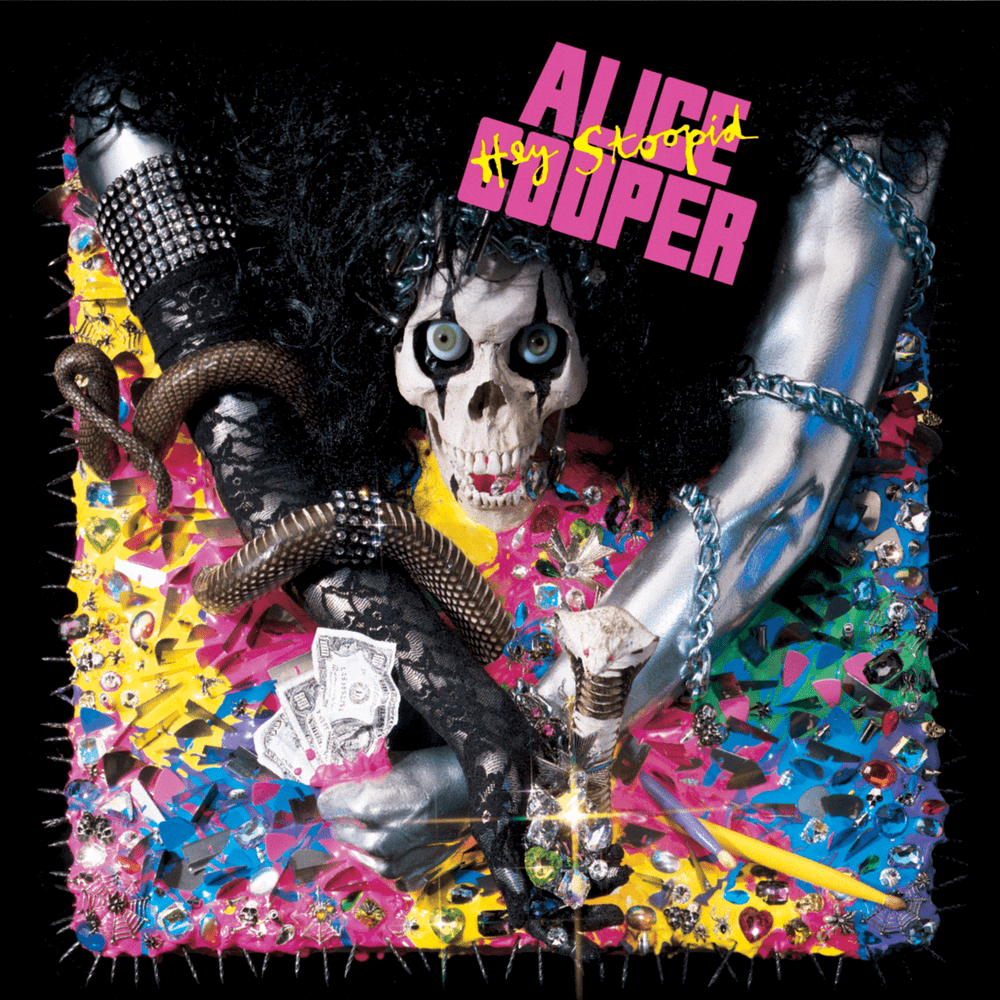 Album cover art for "Hey Stoopid" by Alice Cooper & Joe Satriani & Slash & Ozzy Osbourne