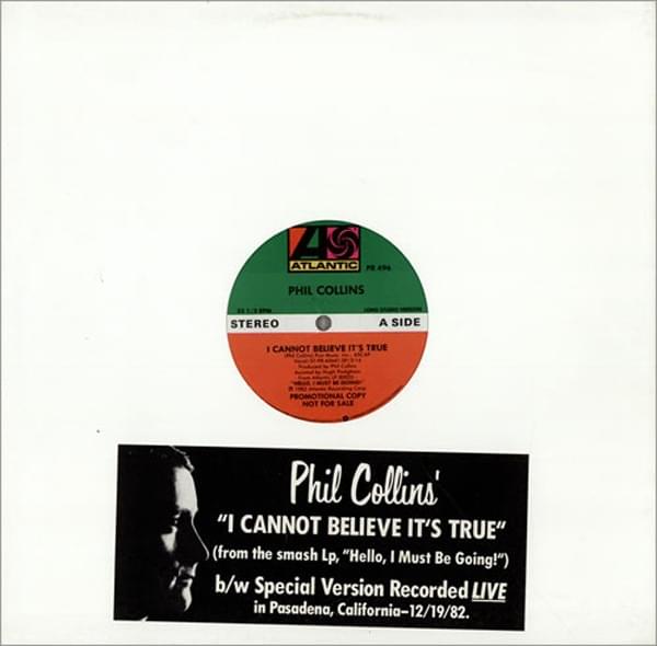 Album cover art for "I Cannot Believe It’s True" by Phil Collins