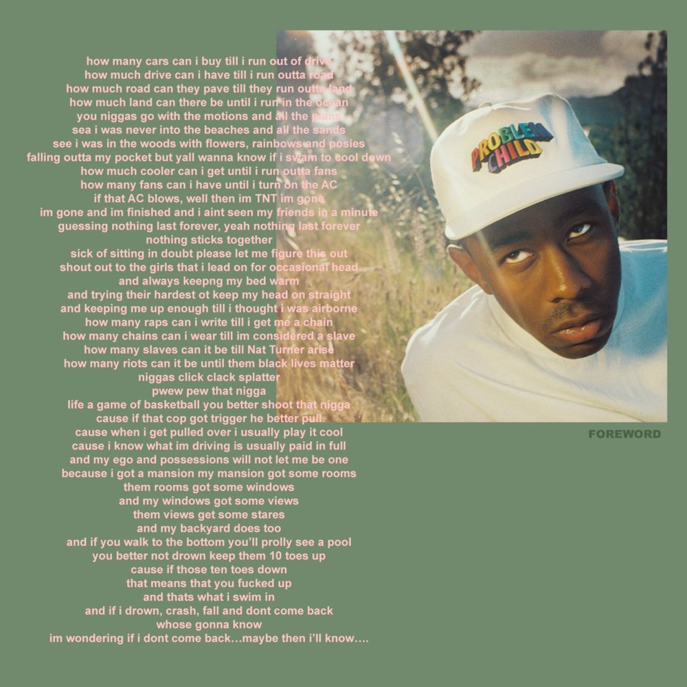 Album cover art for "Foreword" by Tyler, The Creator & Rex Orange County