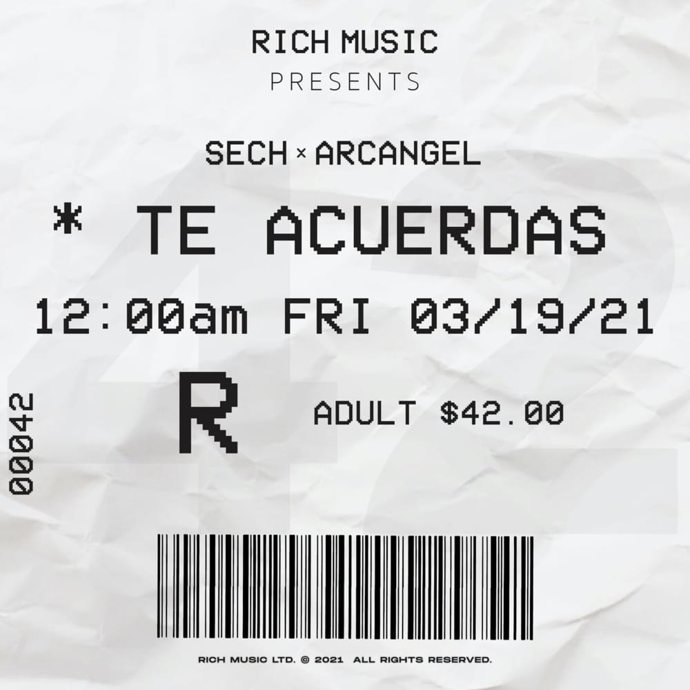Album cover art for "Te Acuerdas" by Sech