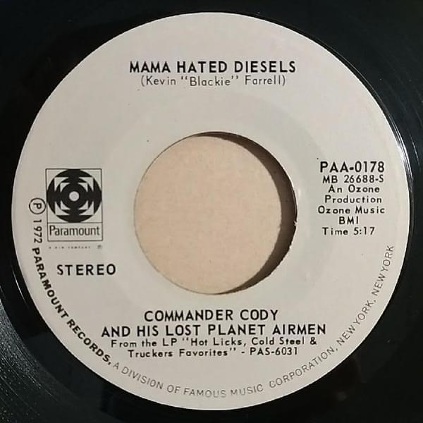 Album cover art for "Mama Hated Diesels" by Commander Cody and His Lost Planet Airmen