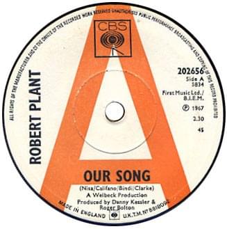 Album cover art for "Our Song" by Robert Plant