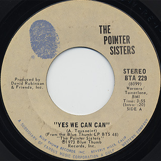Album cover art for "Yes We Can Can" by The Pointer Sisters