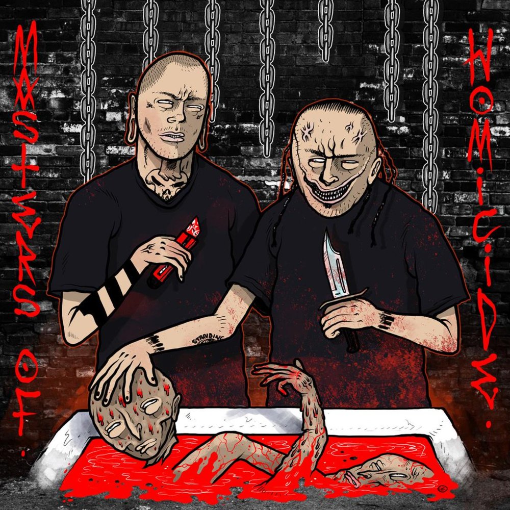 Album cover art for "Masters Of Homicide" by Rozz Dyliams & Scum (Horrorcore)