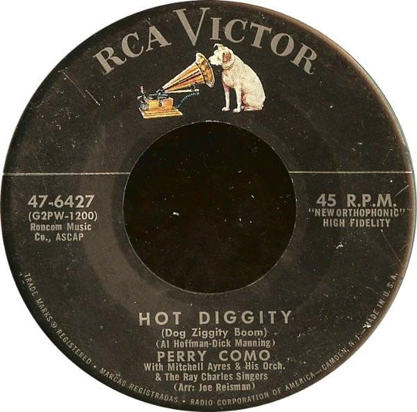 Album cover art for "Hot Diggity (Dog Ziggity Boom)" by Perry Como